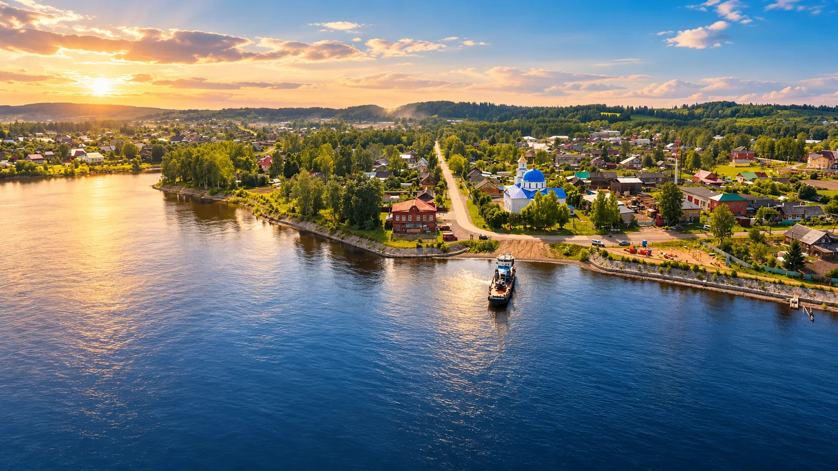 Художественно обработанный вид Частых у воды